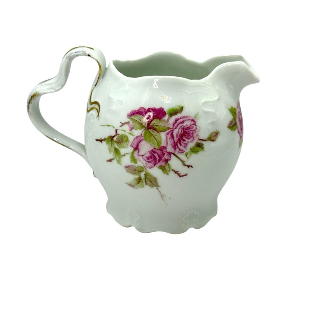 Vintage Rosenthal Iris Porcelain Creamer Pink Floral Bavaria Bone China 4” Tall